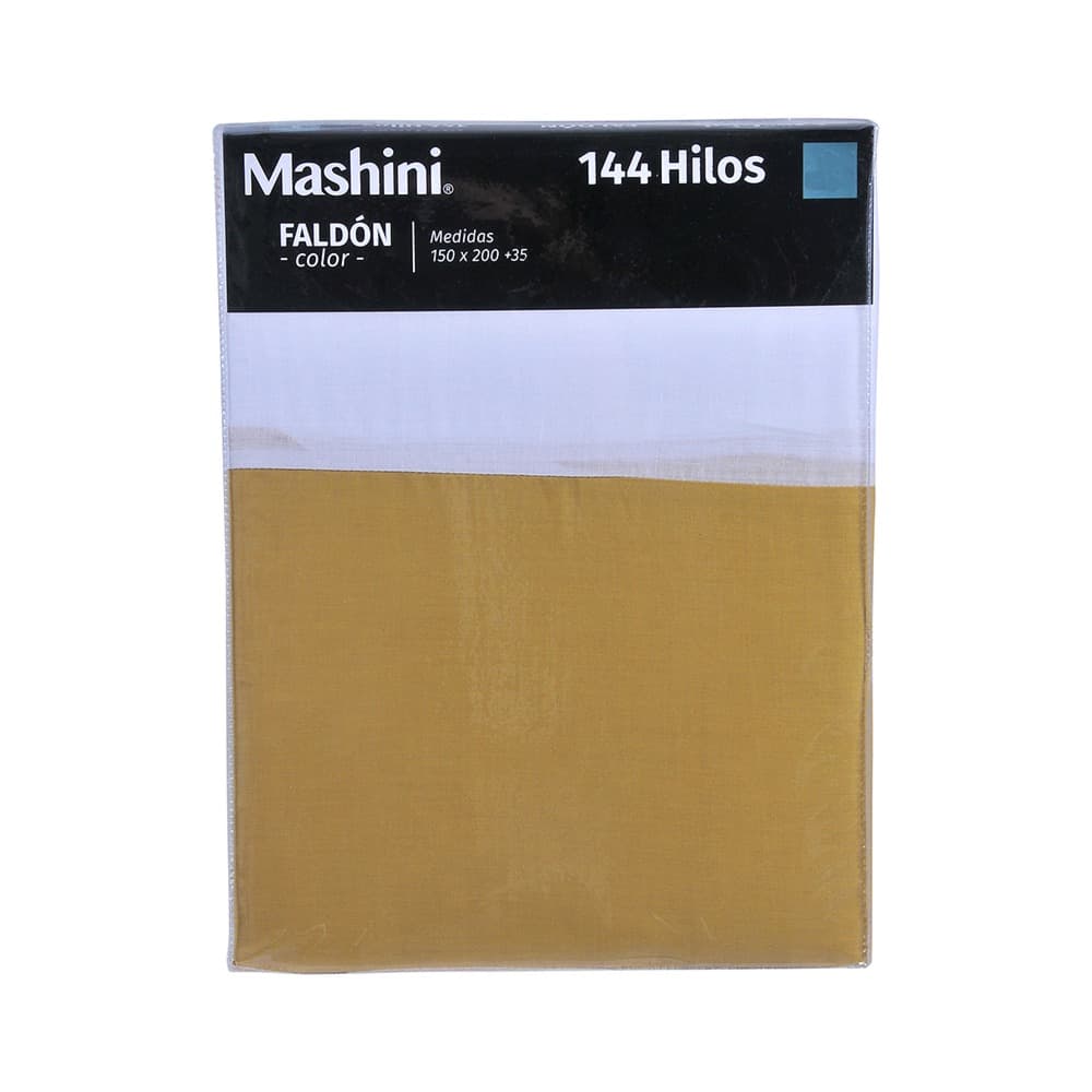 empaque del Faldón 144 Hilos color mostaza para camas de 1.5 Plazas Mashini