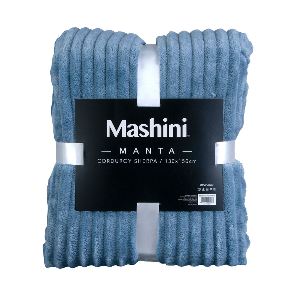 Manta Corduroy Coral Sherpa 130x150cm Azul | Mashini