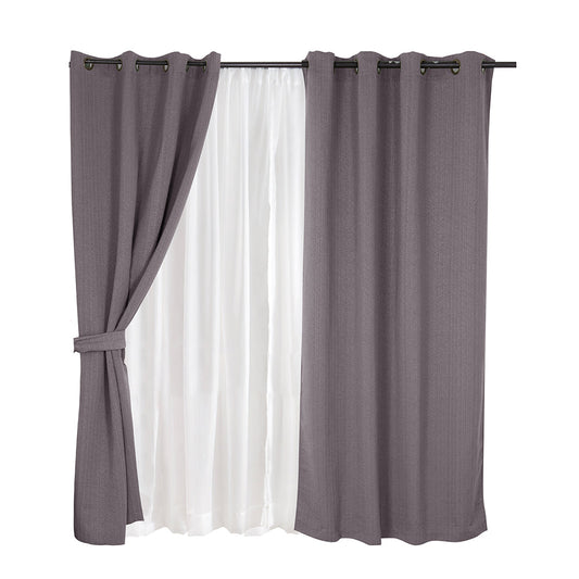 Set Cortinas Jacquard Argolla Taupe Valdivia