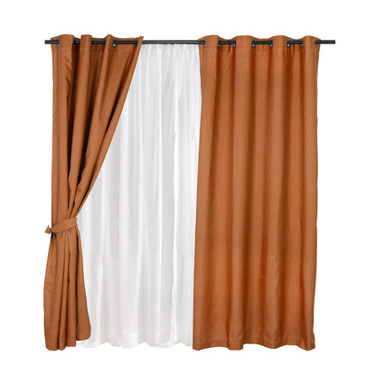 Set Cortinas Texturada Argolla Ladrillo Pucon