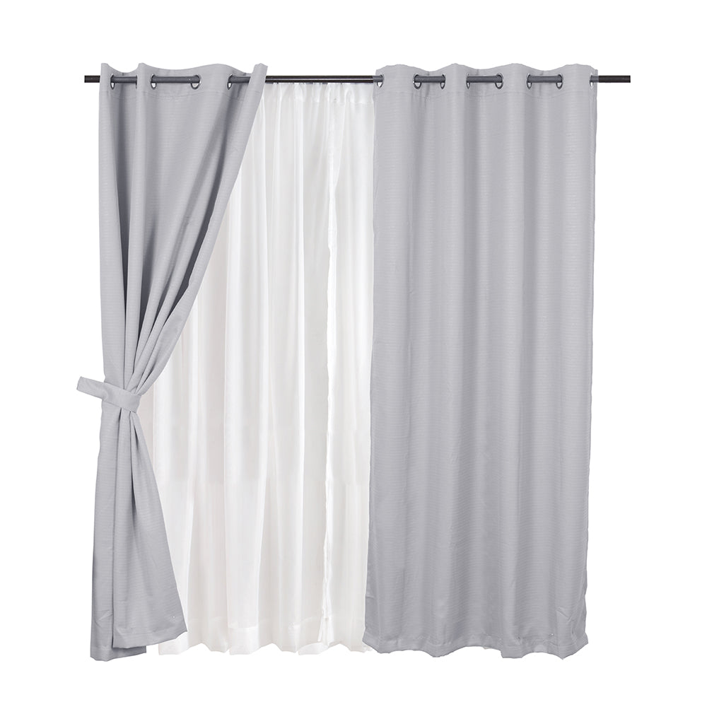 Set Cortinas Embossed Argolla Gris Frutillar