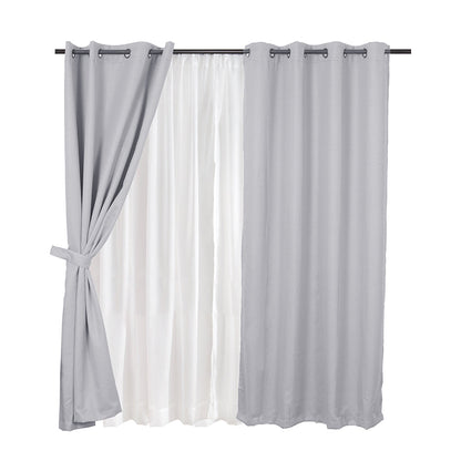 Set Cortinas Embossed Argolla Gris Frutillar