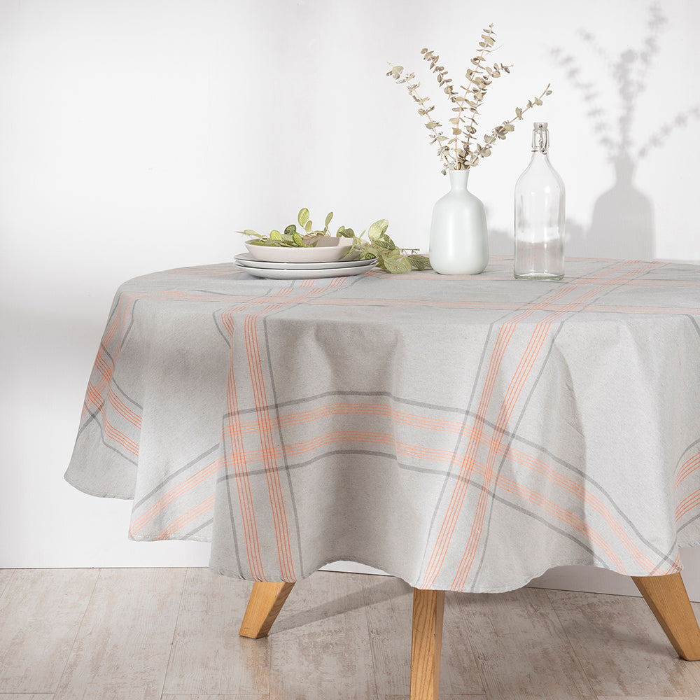 Mantel Tartan 180 cms Redondo Gris