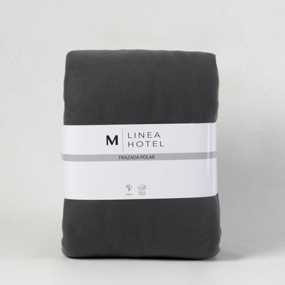 Frazada King Polar Borde Satin Linea Hotel Gris