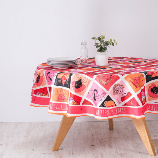 Mantel Fechas Patrias 180 cms Redondo Chilenas