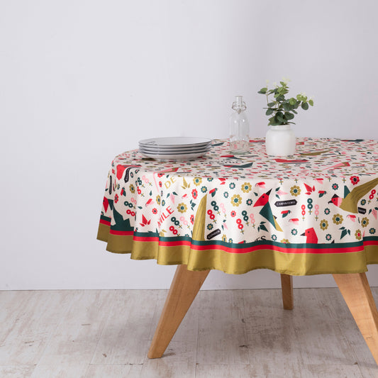 Mantel Fechas Patrias 180 cms Redondo Aves