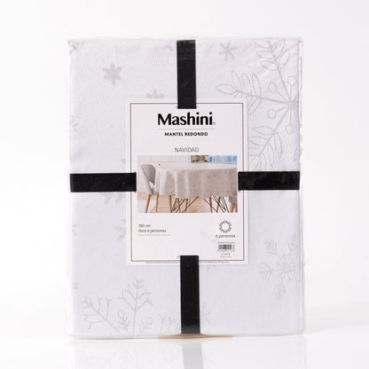 Mantel Navidad 180 cms Redondo Copos