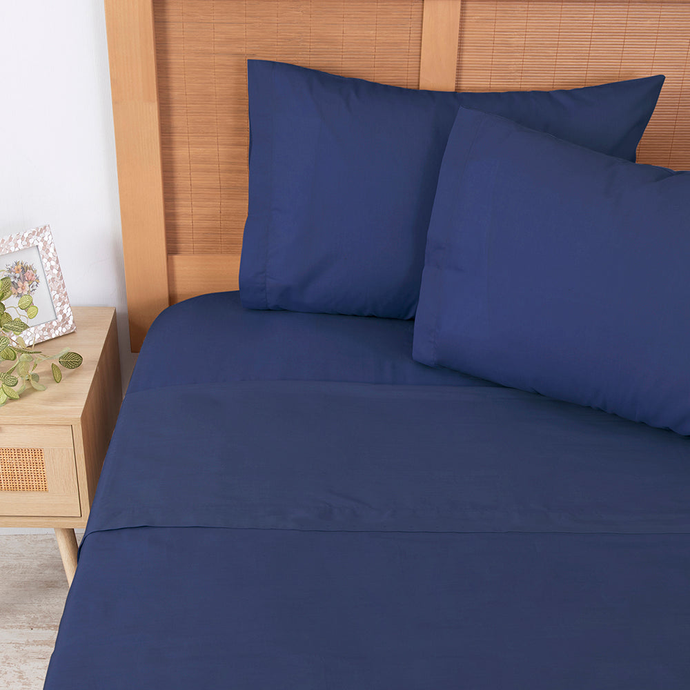 Sábana 2 Plazas 144 Hilos Colores Lisos Índigo