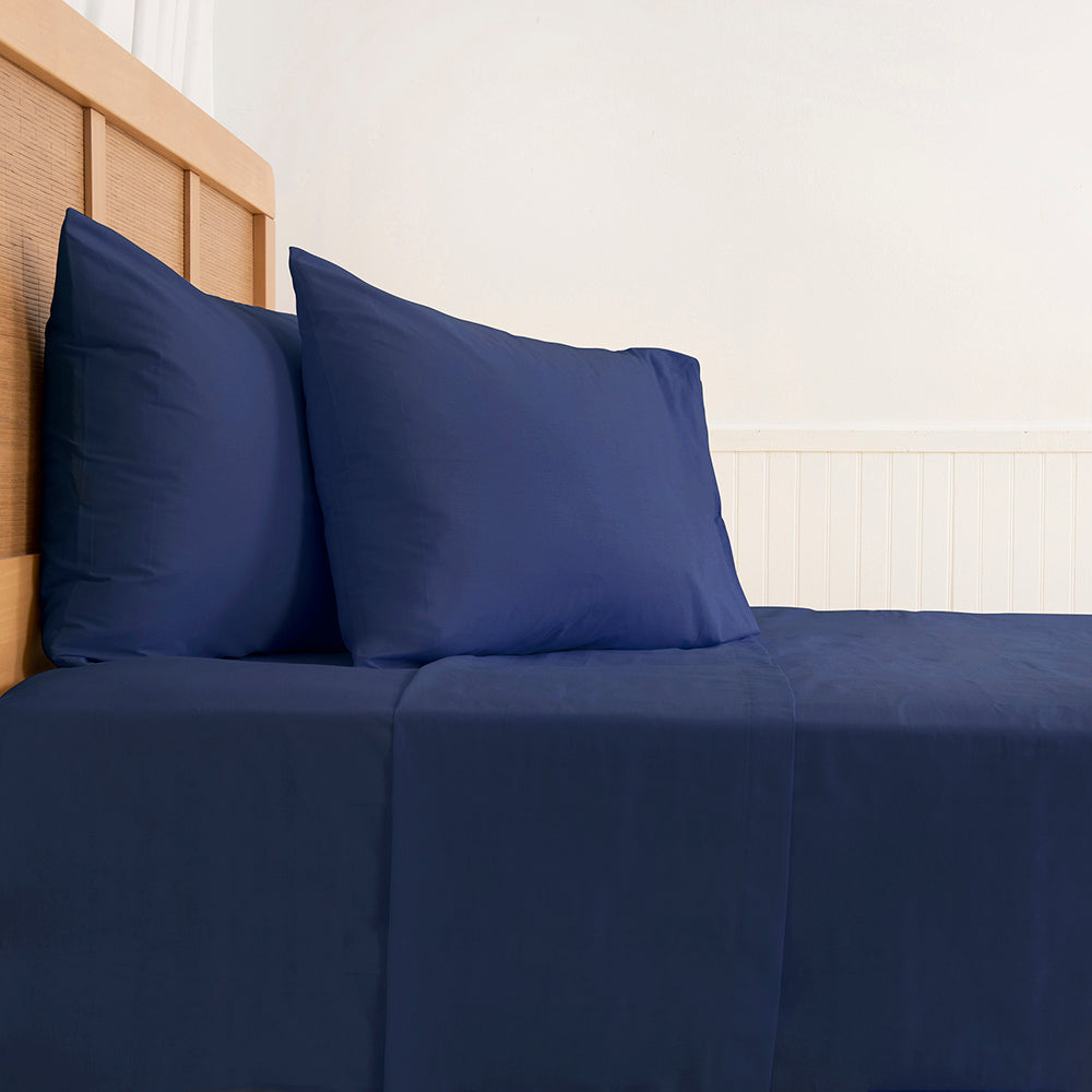 Sábana 2 Plazas 144 Hilos Colores Lisos Índigo