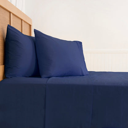 Sábana 2 Plazas 144 Hilos Colores Lisos Índigo