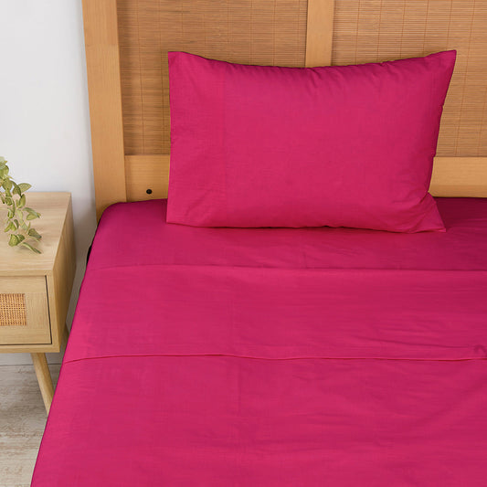 Sábana 1.5 Plazas 144 Hilos Colores Lisos Fucsia