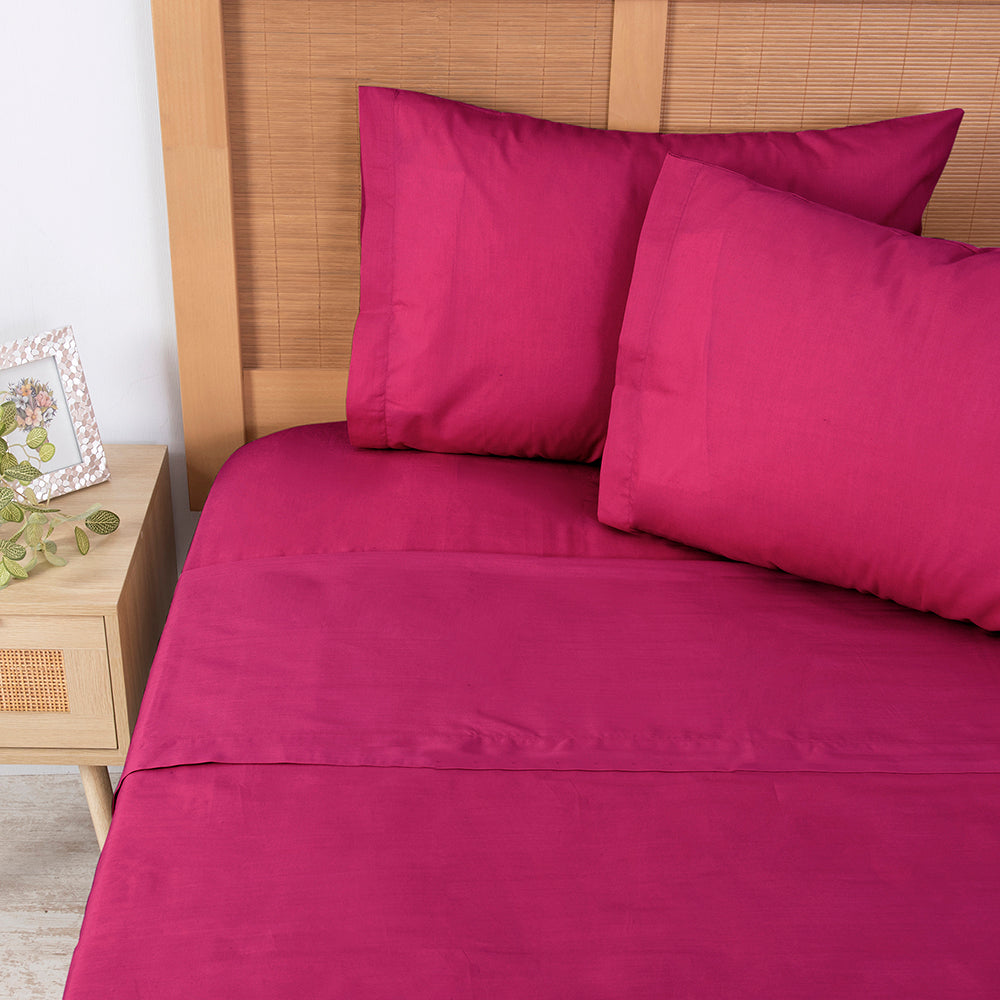 Sábana King 144 Hilos Colores Lisos Fucsia