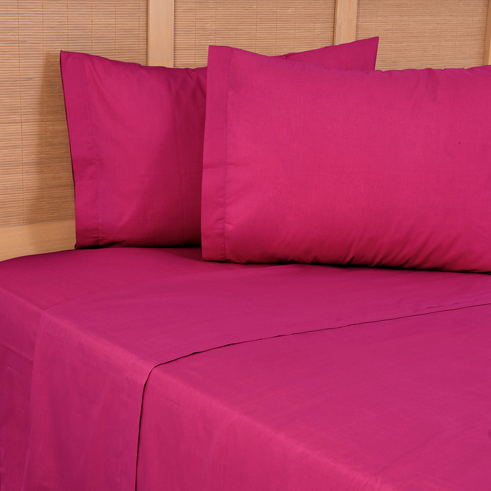 Sábana King 144 Hilos Colores Lisos Fucsia
