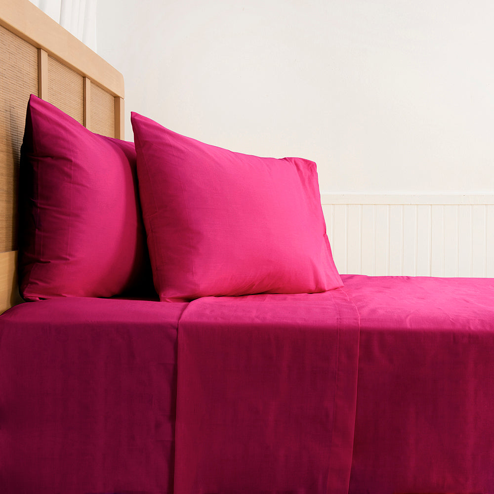 Sábana King 144 Hilos Colores Lisos Fucsia