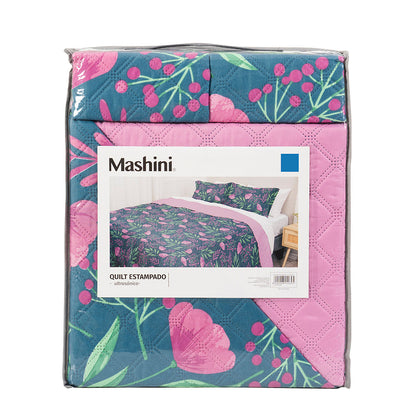 Quilt 1.5 Plazas Microfibra Estampado Garden