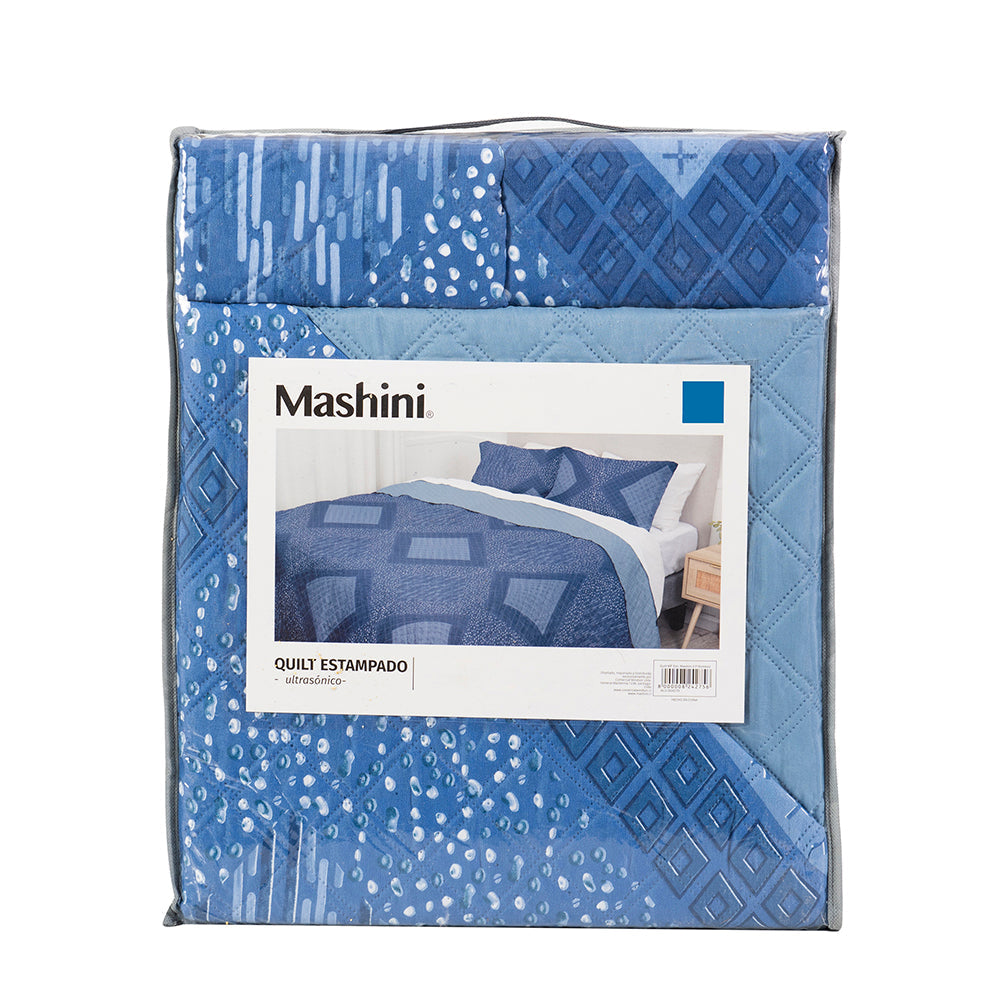 Quilt 2 Plazas Microfibra Estampado Rombos