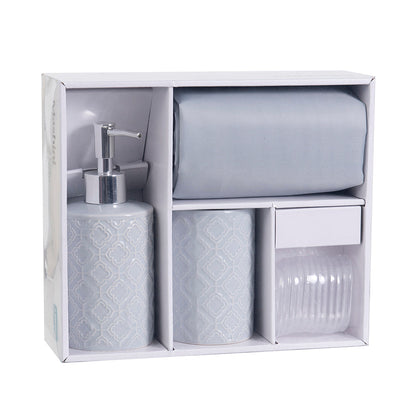 Set Cortina de Baño 4 Piezas Gris