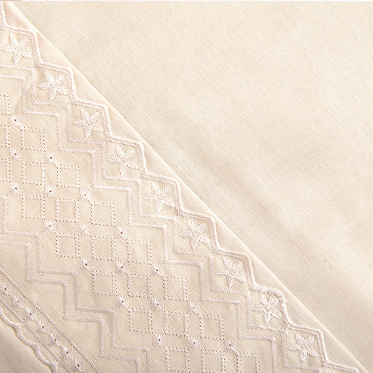 Sábana 1.5 Plazas 144 Hilos Broderie Geo Crudo