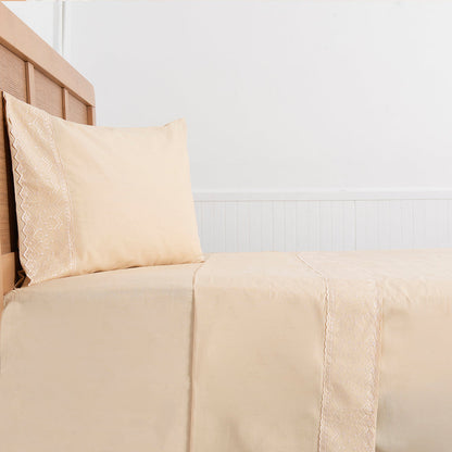 Sábana 1.5 Plazas 144 Hilos Broderie Geo Nude