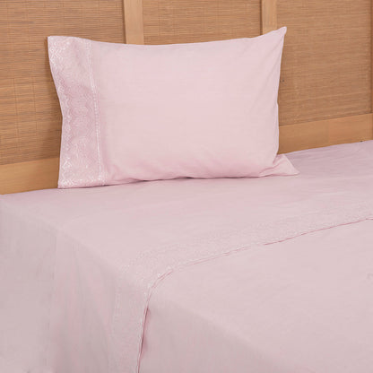 Sábana 1.5 Plazas 144 Hilos Broderie Geo Malva