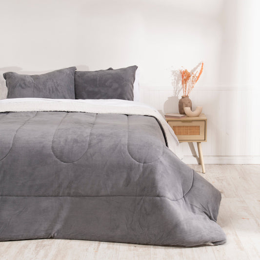 Plumón 2 Plazas Coral Sherpa Gris