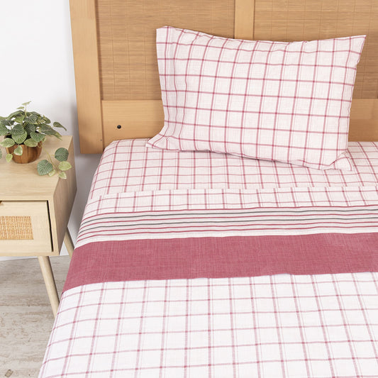 Sábana 1.5 Plazas 144 Hilos Estampado Tartán