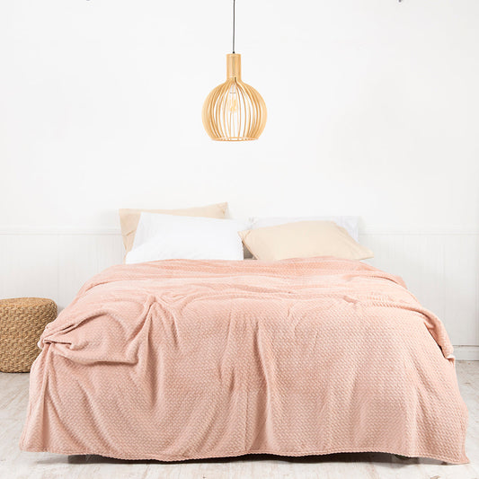 Frazada 2 Plazas Coral Embossed Rosado