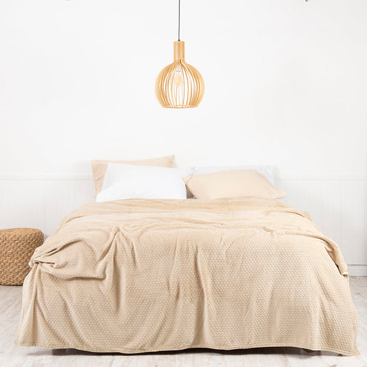Frazada 2 Plazas Coral Embossed Beige
