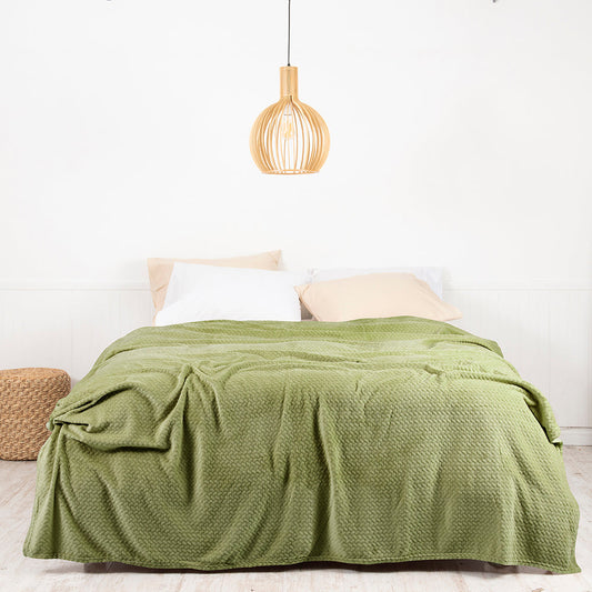 Frazada 2 Plazas Coral Embossed Oliva
