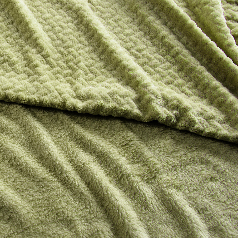 Frazada 2 Plazas Coral Embossed Oliva