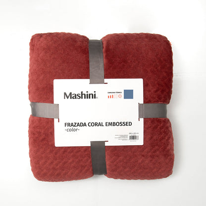Frazada 2 Plazas Coral Embossed Burdeo