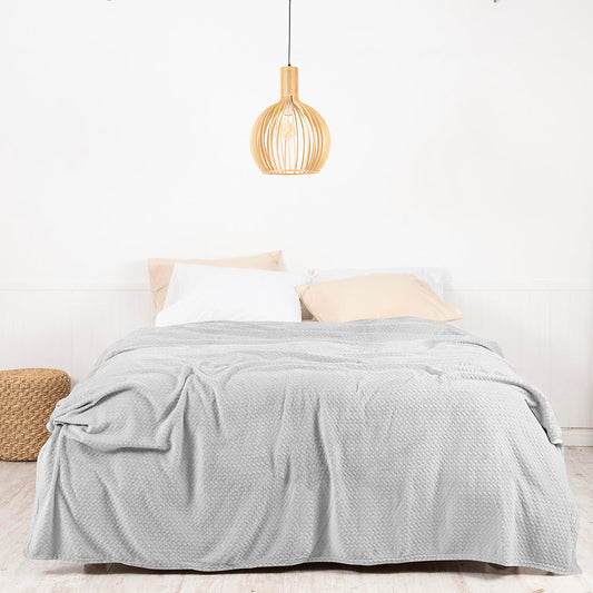 Frazada 2 Plazas Coral Embossed Gris