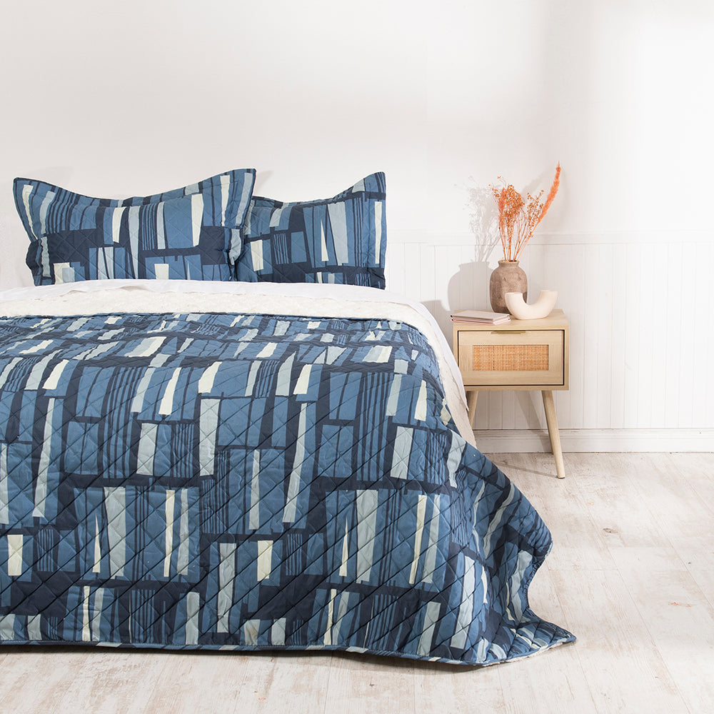 Quilt 2 Plazas Sherpa Estampado Edificio