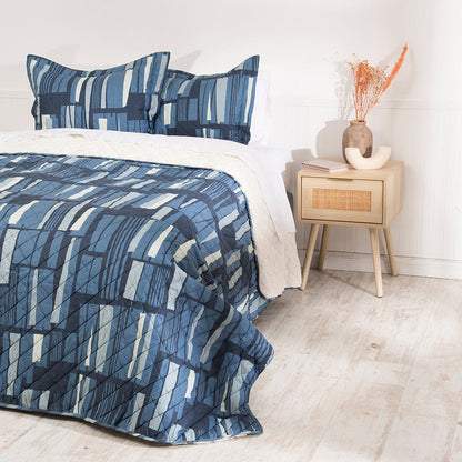 Quilt 2 Plazas Sherpa Estampado Edificio