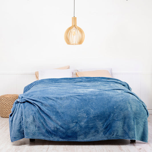 Frazada 2 Plazas PopCorn Azul