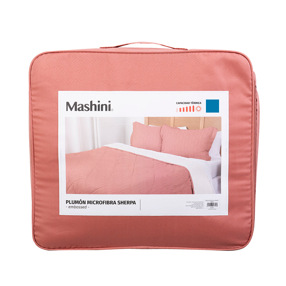 Plumón King Microfibra Emboss+Sherpa Coral