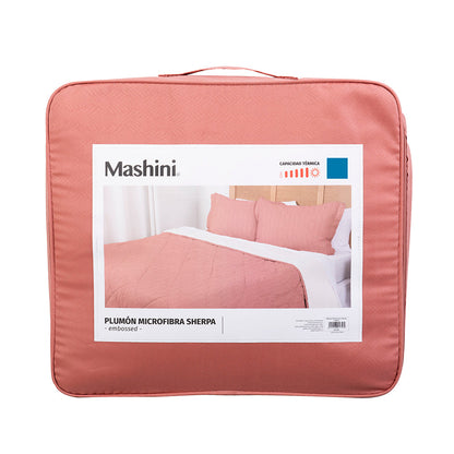 Plumón King Microfibra Emboss+Sherpa Coral
