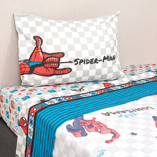 Sábana 1.5 Plazas Microfibra Spiderman Letras