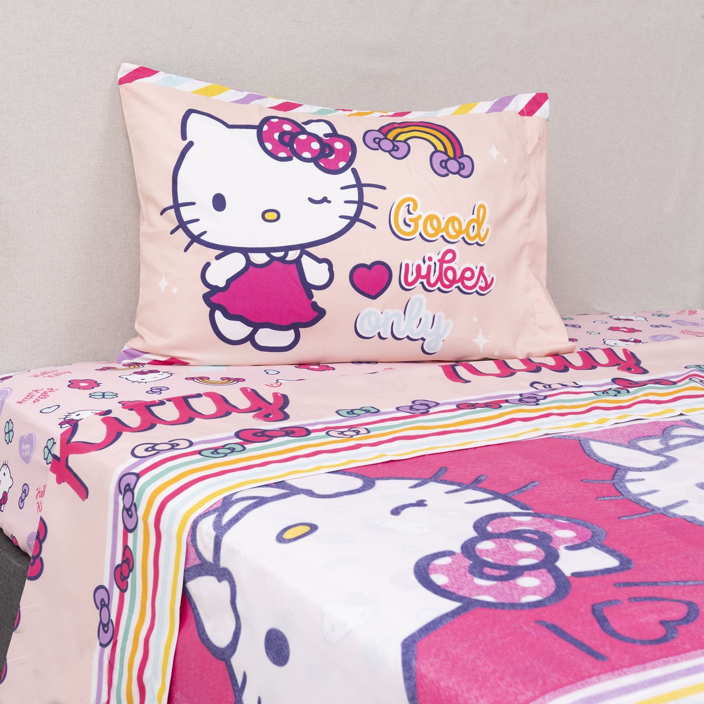 Sábana 1.5 Plazas Microfibra Hello Kitty Sparkle