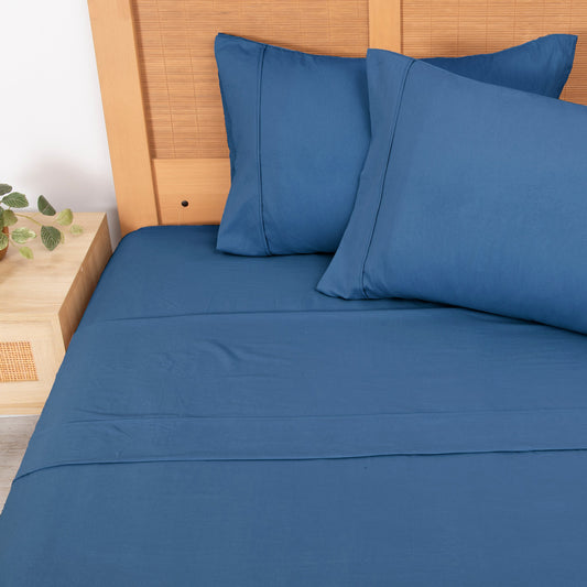 Sábana King Microfibra Azul