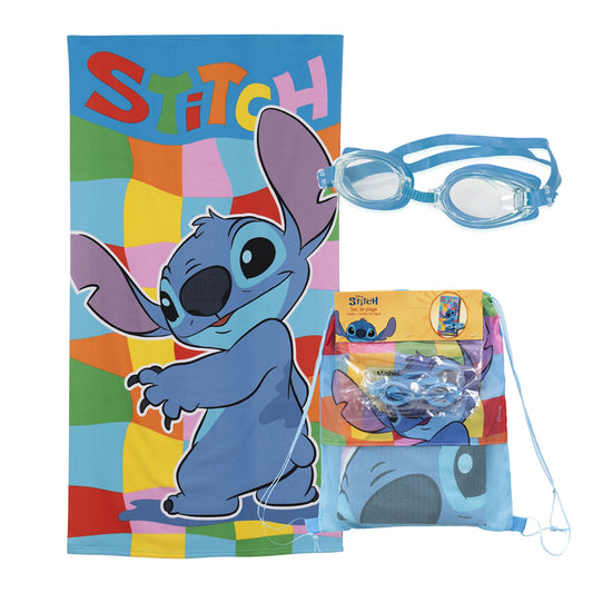 Set Toalla, Lentes de Agua y Bolso Stitch Groo