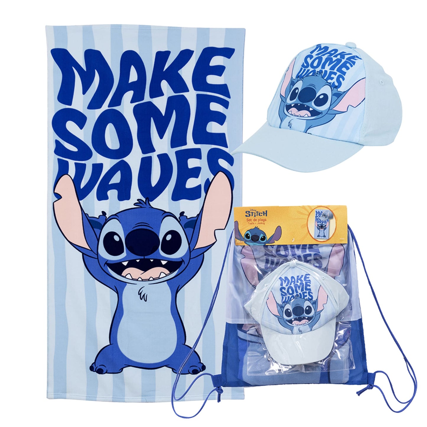 Set Toalla, Jockey y Bolso Stitch Olas