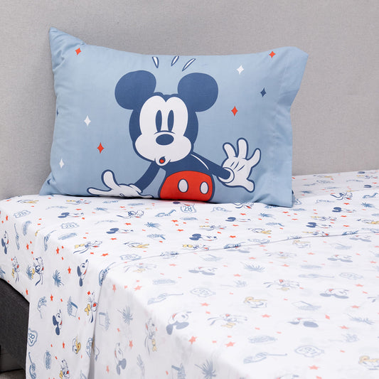 Sábana 1.5 Plazas Microfibra Mickey Friends