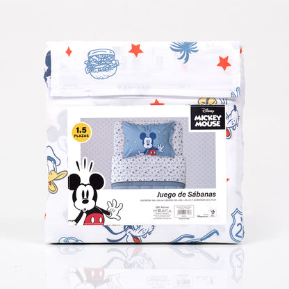 Sábana 1.5 Plazas Microfibra Mickey Friends