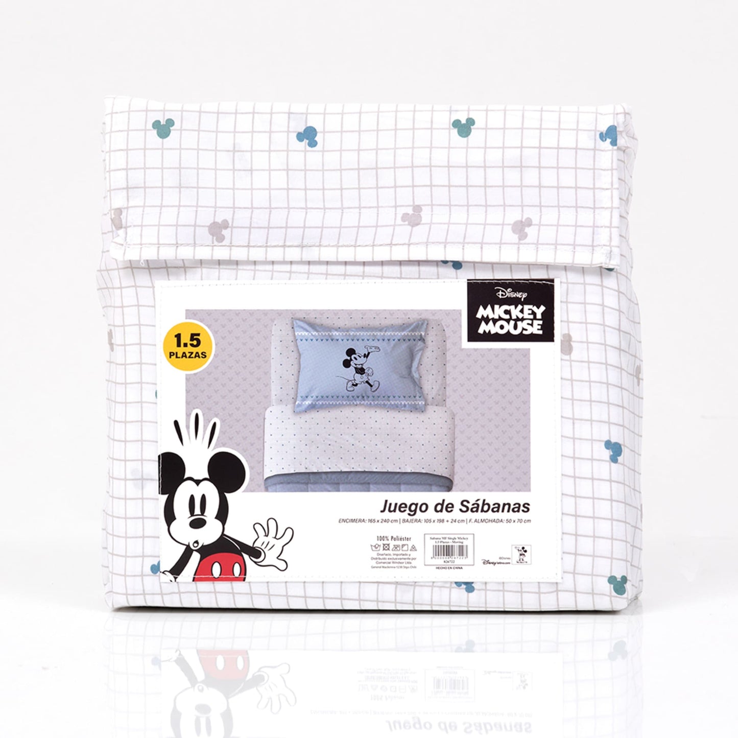 Sábana 1.5 Plazas Microfibra Mickey Moving
