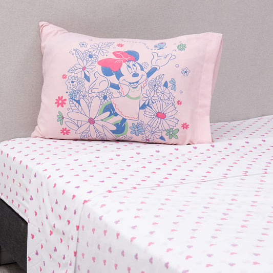Sábana 1.5 Plazas Microfibra Minnie Spring