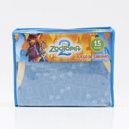 Sábana 1.5 Plazas Microfibra Zootopia Zootennial