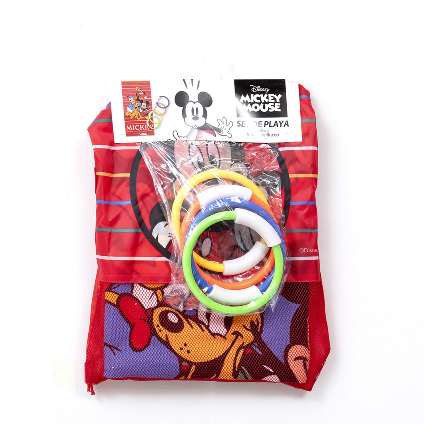 Set Toalla 70x140 cm + 4 Anillos de Buceo Mickey Friends