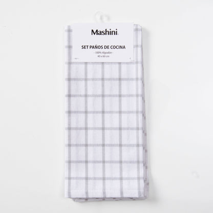 Set 2 Paños de Cocina Rectangular 40x60 cm Gris