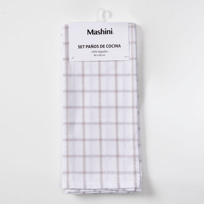 Set 2 Paños de Cocina Rectangular 40x60 cm Arena